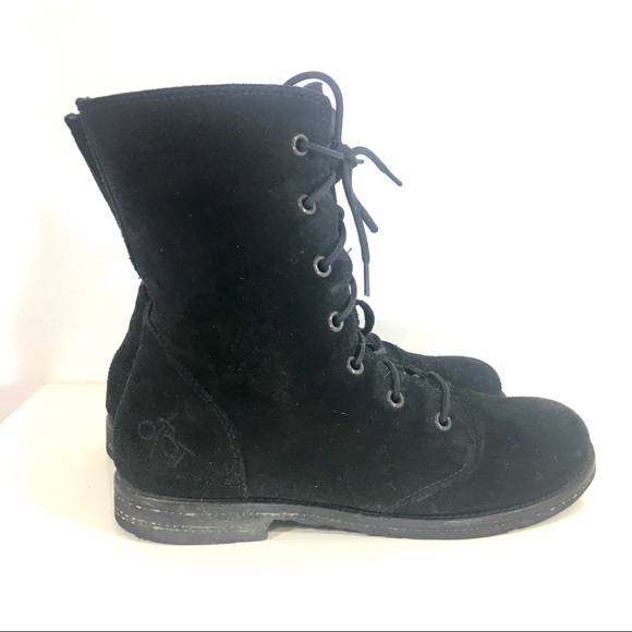 • SOLD • Black Suede Combat Boots - Picture 4 of 10